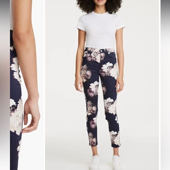 JEN7 by 7 For All Mankind Floral Print Ankle Skinny Jeans - Picture 4 of 14